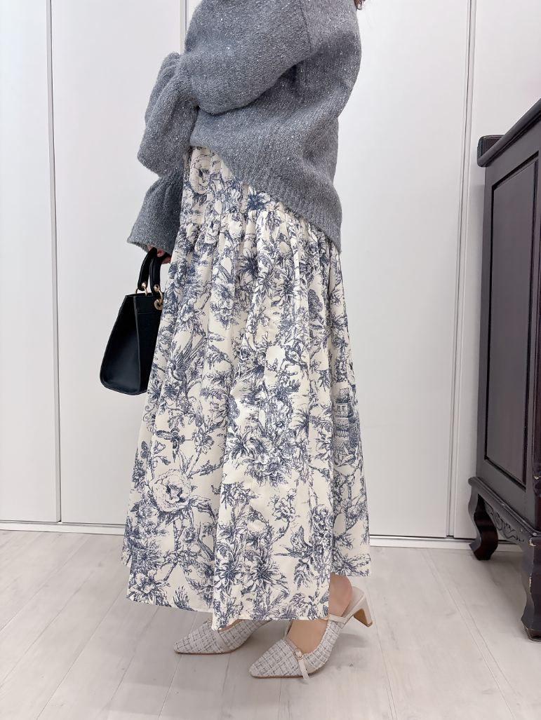 トワルドジュイ柄スカート