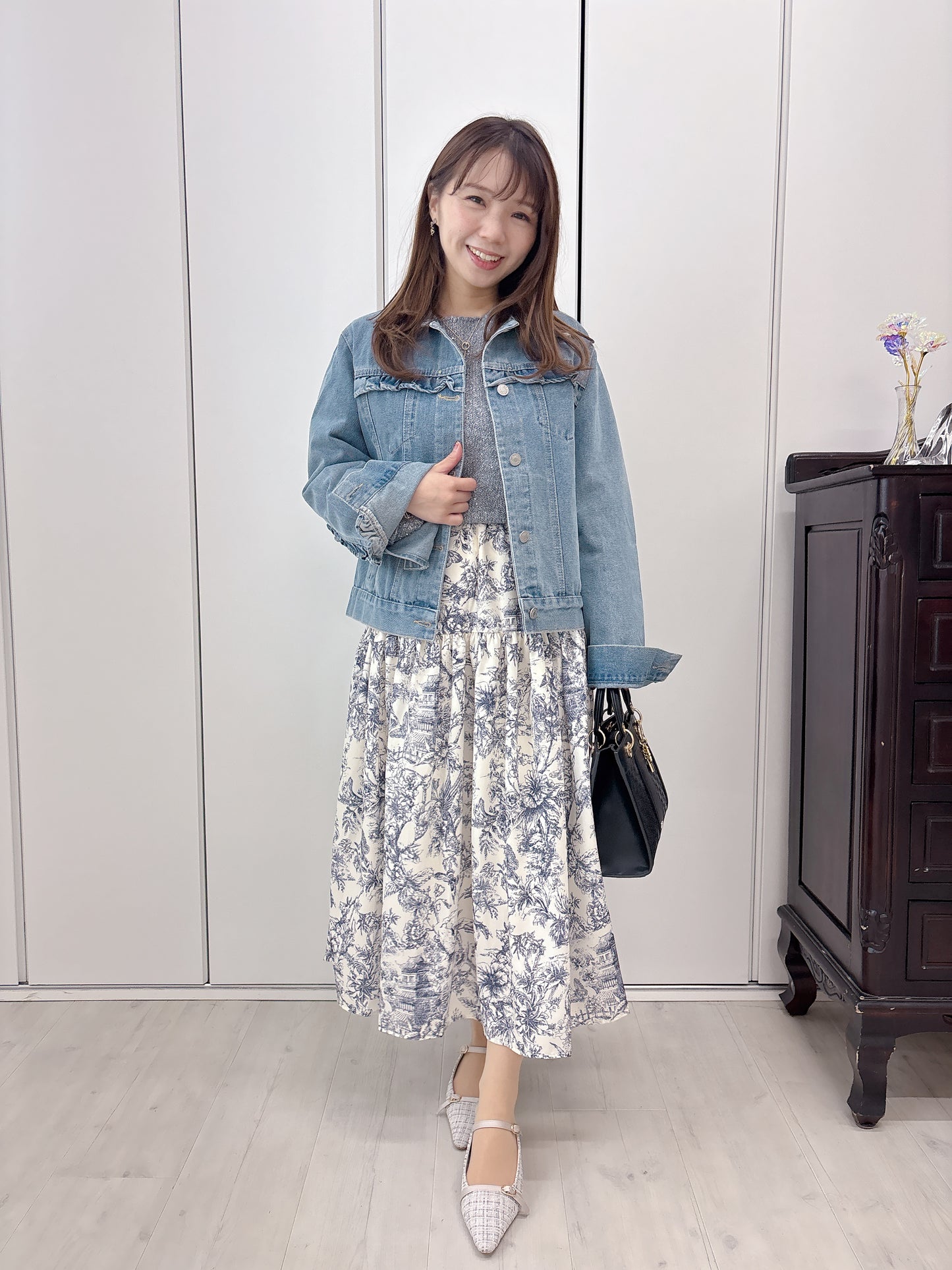 トワルドジュイ柄スカート