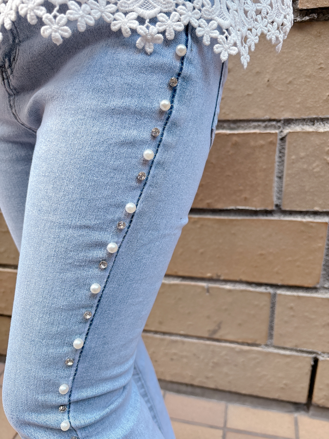 サイドビジューデニム