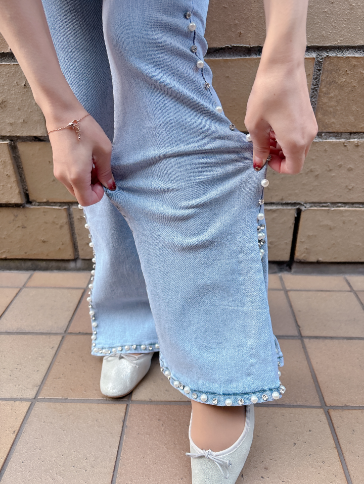 サイドビジューデニム