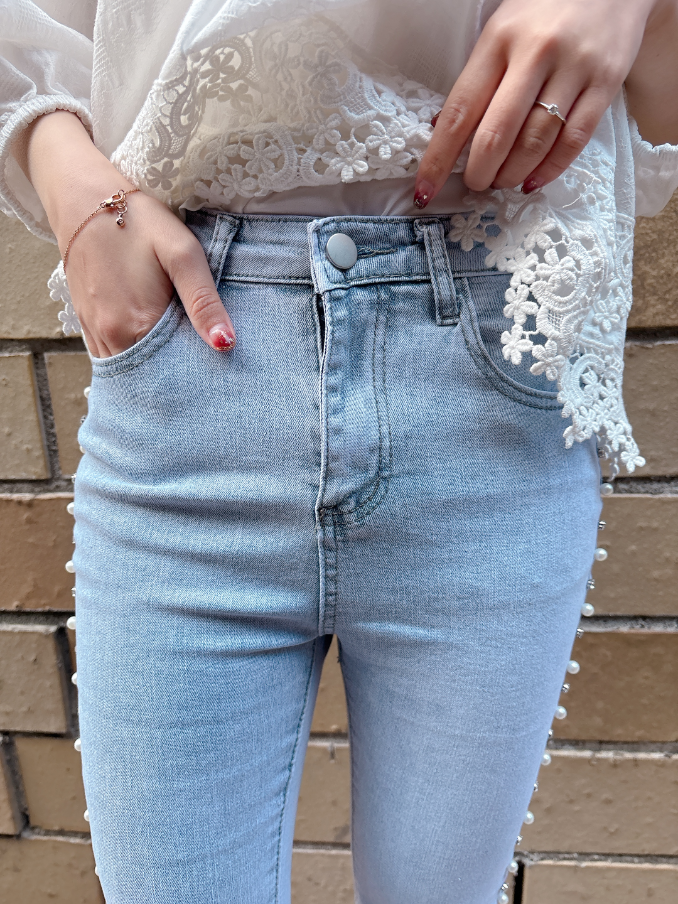 サイドビジューデニム