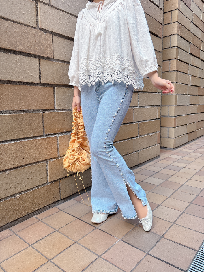 サイドビジューデニム