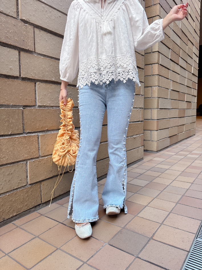 サイドビジューデニム