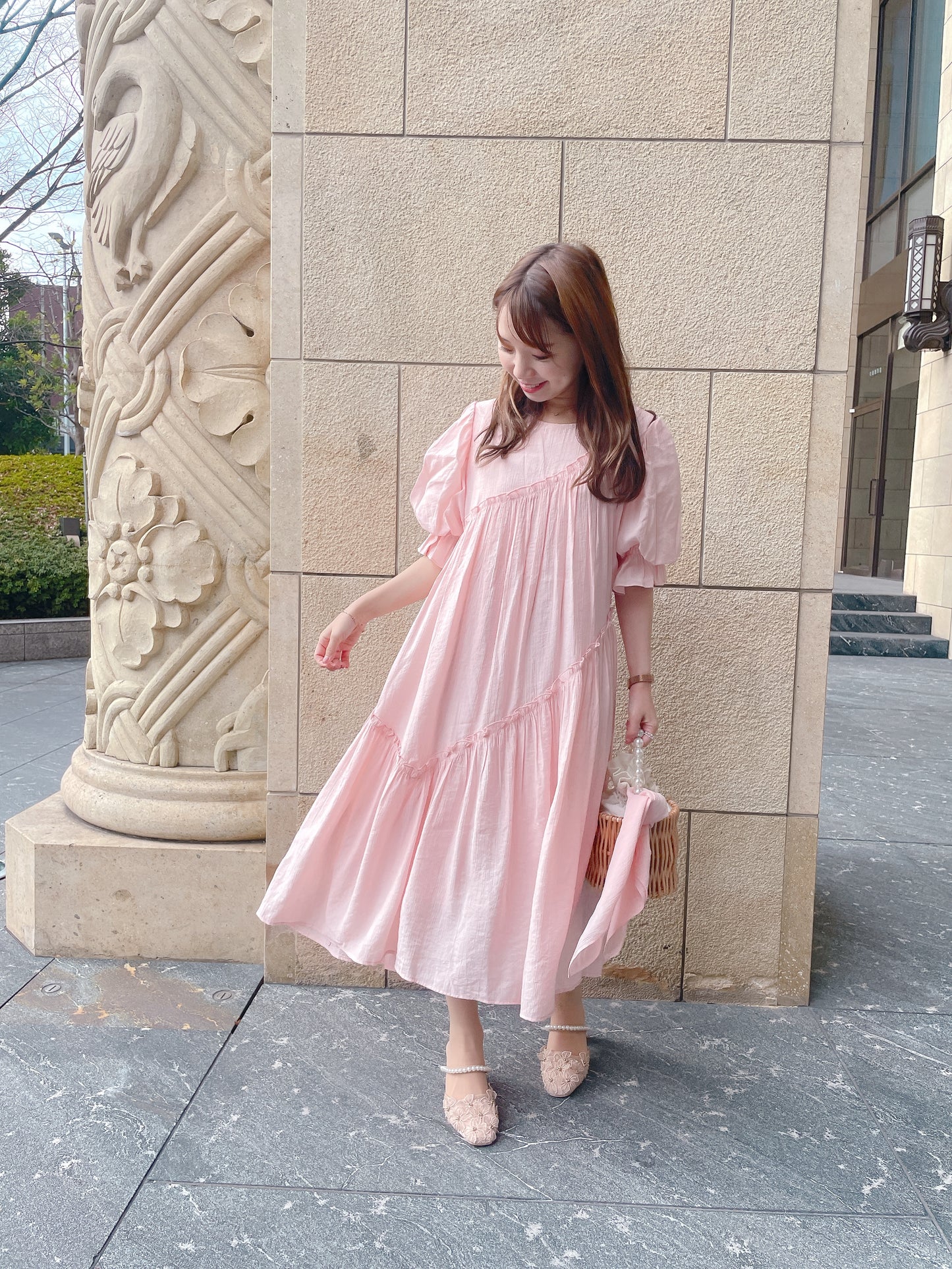 パフスリーブフレンチワンピース