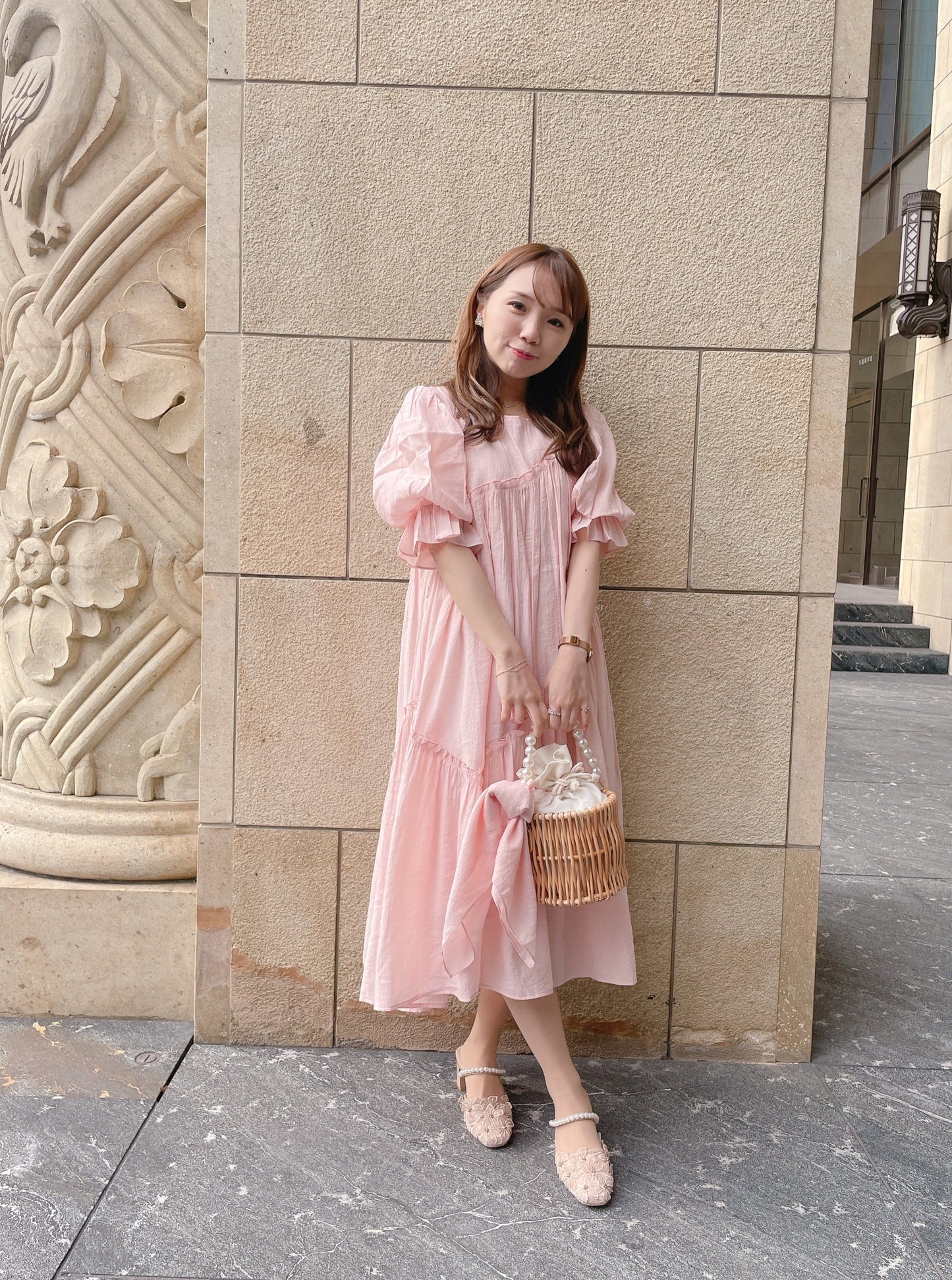 パフスリーブフレンチワンピース