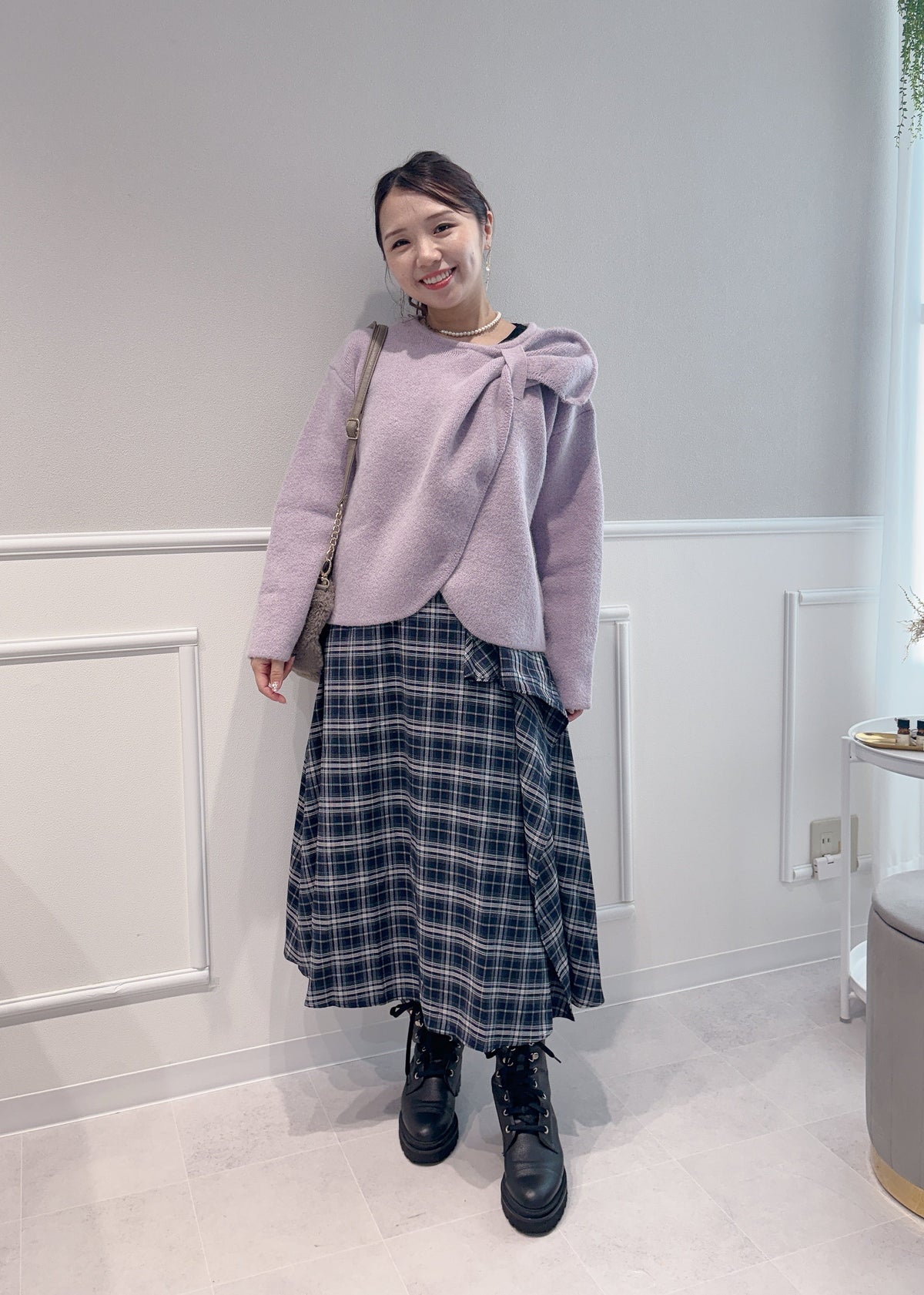 チェック柄ラッフルスカート