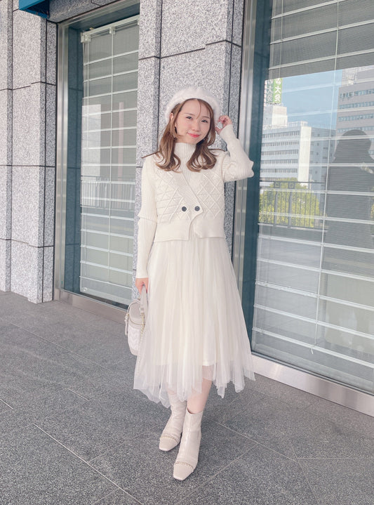 ベスト付きニットワンピース